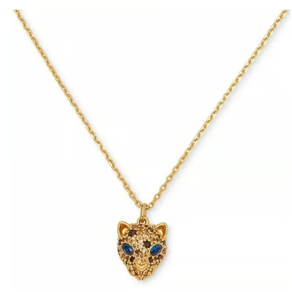 Kate Spade New York Fierce Leopard Mini Pendant Necklace Gold